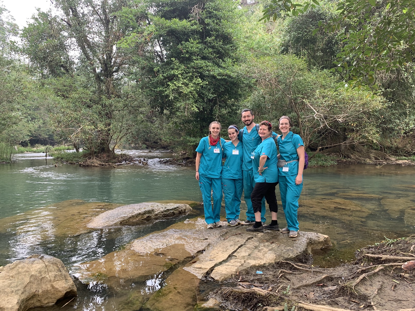 Students next to river